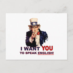 Onkel Sam BRAUCHT DICH englisch sprechen Postkarte