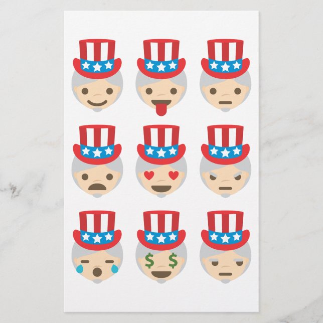 Onkel sam Emoji Briefpapier (Vorderseite)