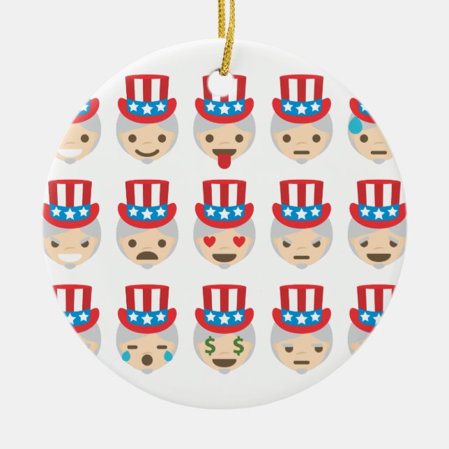 Onkel sam Emoji Keramikornament (Vorne)
