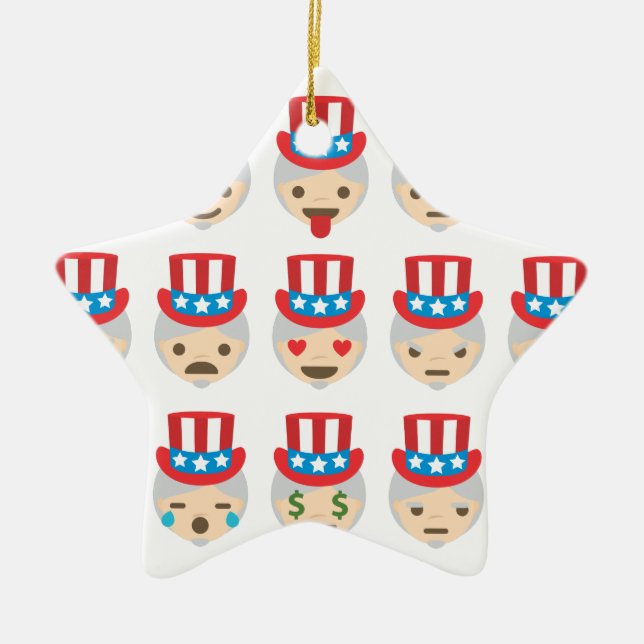 Onkel sam Emoji Keramikornament (Vorne)