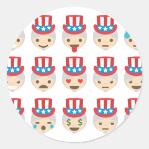 Onkel sam Emoji Runder Aufkleber