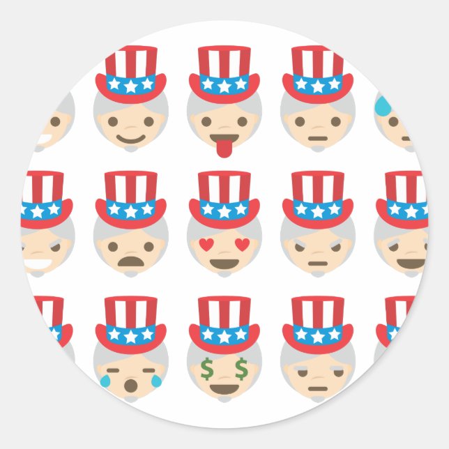 Onkel sam Emoji Runder Aufkleber (Vorderseite)