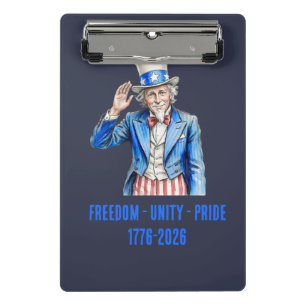 Onkel Sam Frohes 4. Juli Patriotisch Mini Klemmbrett