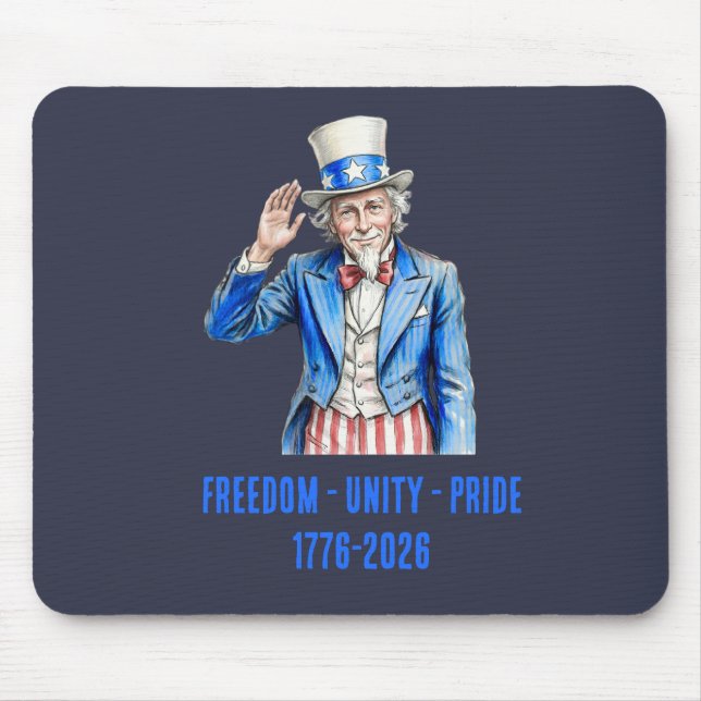 Onkel Sam Frohes 4. Juli Patriotisch Mousepad (Vorne)
