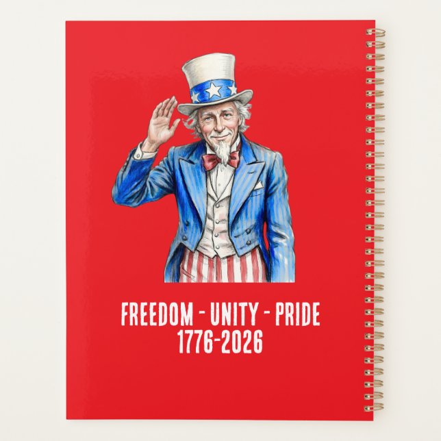 Onkel Sam Frohes 4. Juli Patriotisch Planer (Rückseite)