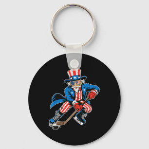 Onkel Sam Hockey Amerikanische Flagge USA Sport 4. Schlüsselanhänger