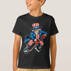 Onkel Sam Hockey Amerikanische Flagge USA Sport 4. T-Shirt