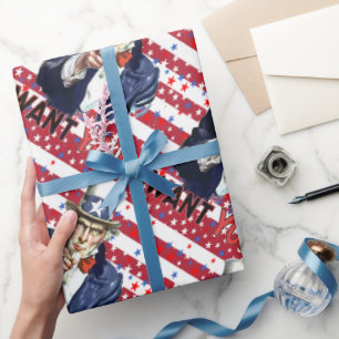 Onkel Sam, ich will dich mit Sternen und Streifen  Geschenkpapier
