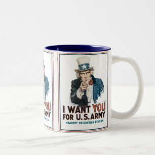 Onkel Sam "Ich will DICH!" Zweifarbige Tasse