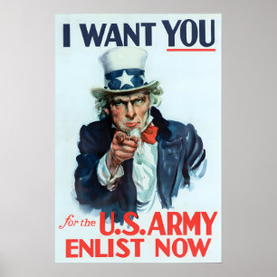 Onkel Sam 'Ich will Dich' Zweiter Weltkrieg US-Arm Poster