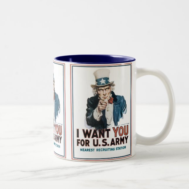 Onkel Sam: "Ich Woll DICH!" Zweifarbige Tasse (Rechts)