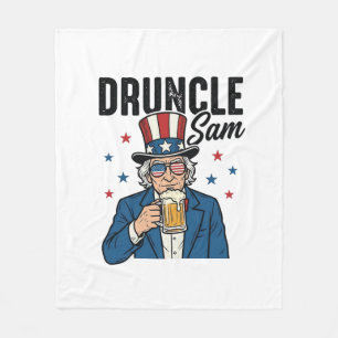 Onkel Sam Lustiges Patriotisches Bier Vektor Desig Fleecedecke