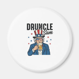 Onkel Sam Lustiges Patriotisches Bier Vektor Desig Magnet