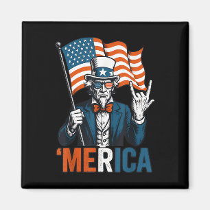 Onkel Sam Merica Rock Lustig 4. Juli Amerikanisch Magnet