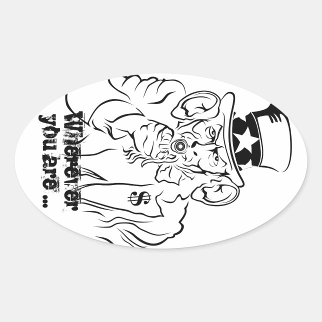 Onkel Sam Ovaler Aufkleber (Vorderseite)