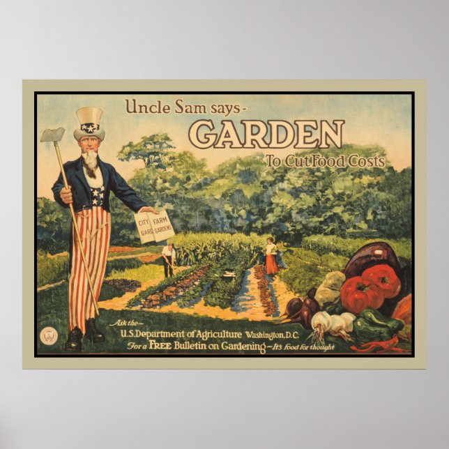 Onkel Sam sagt: Garten zur Senkung der Lebensmitte Poster (Vorne)