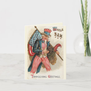 Onkel Sam Thanksgiving Gruß Vintage Karte