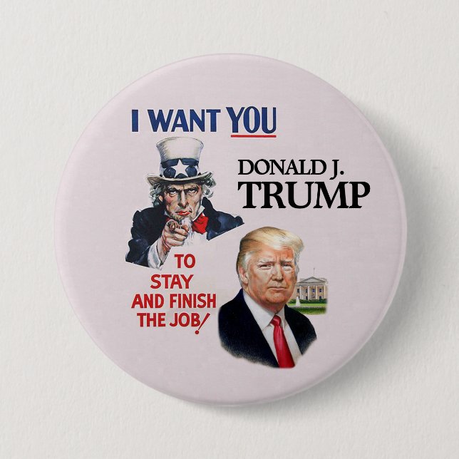 Onkel Sam Will Donald Trump 2020 Button (Vorderseite)