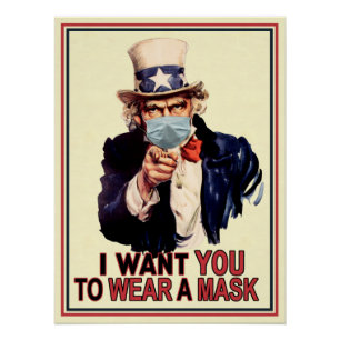 Onkel Sam Will Ihnen, eine Gesichtsmaske USA zu tr Poster