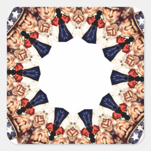 Onkel Sam zeigt mit dem Finger Kaleidoskop Quadratischer Aufkleber