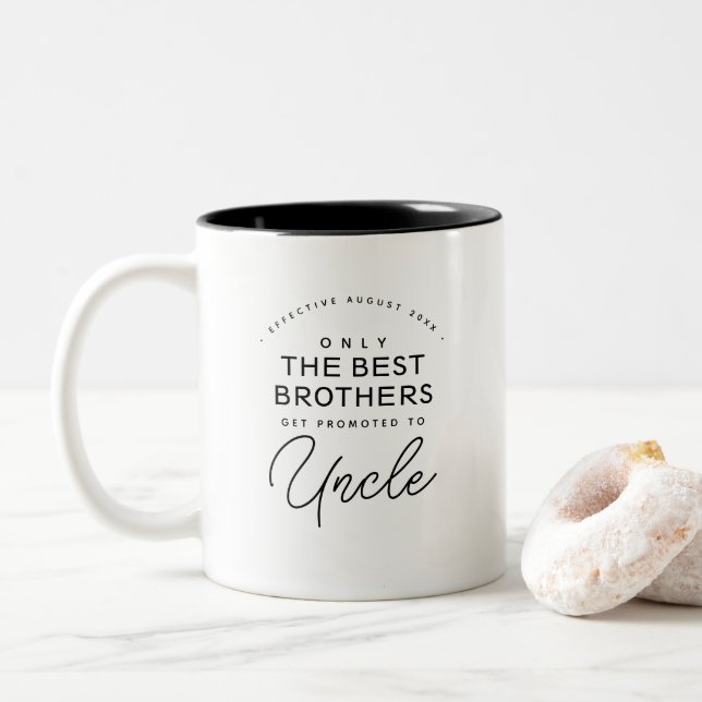 Onkel | Schwangerschaftsankündigung Minimalistisch Zweifarbige Tasse (Mit Donut)