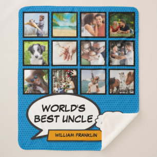 Onkel Spaß Modern Coole Comic Blaue Fotocollage Sherpadecke