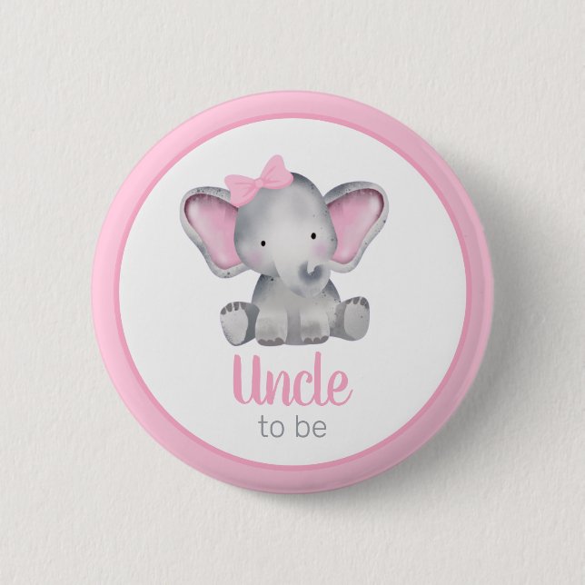 Onkel To be Pink Elephant Girl Baby Shooter Button (Vorderseite)