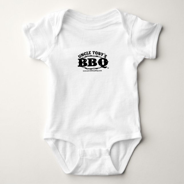 Onkel Tonys BBQ Baby-Körper-Anzug (schwarzes Logo) Baby Strampler (Vorderseite)