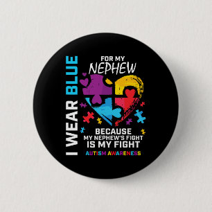 Onkel Tunt Heart Ich trage Blau für meinen Nephew Button