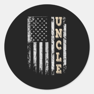 Onkel Vintag American Flag Fathers Day 4. Jul Runder Aufkleber