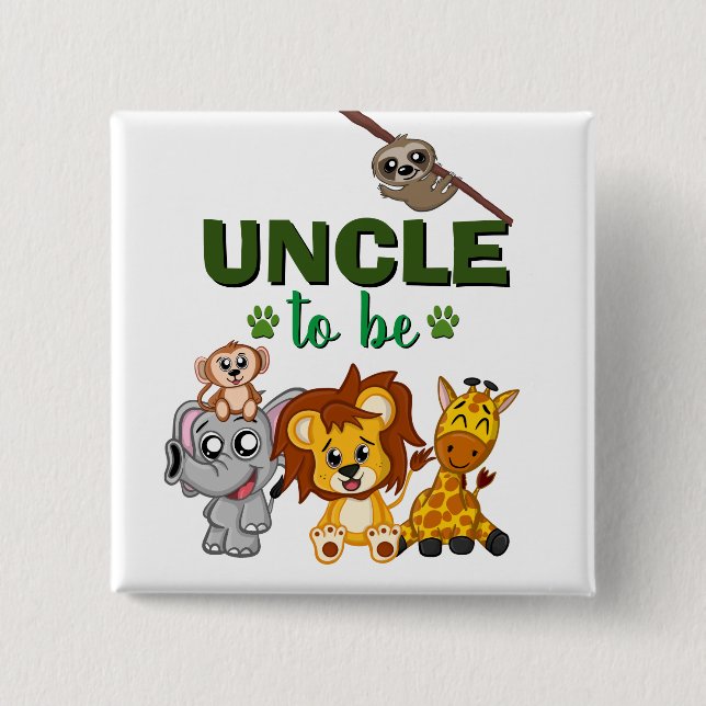 Onkel wird Jungle Safari Zoo Tier Baby Shower Button (Vorderseite)