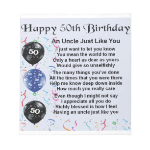 Onkelgedicht - 50. Geburtstag Notizblock