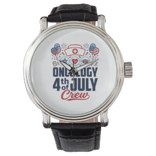 Onkologie 4. Juli Crew Medizinisches Patriotisches Armbanduhr