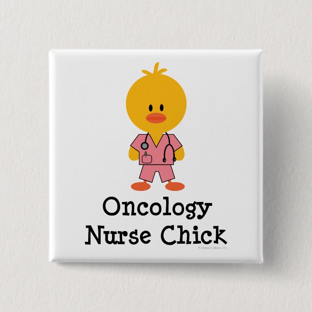 Onkologie-Krankenschwester-Küken-Knopf Button (Vorderseite)