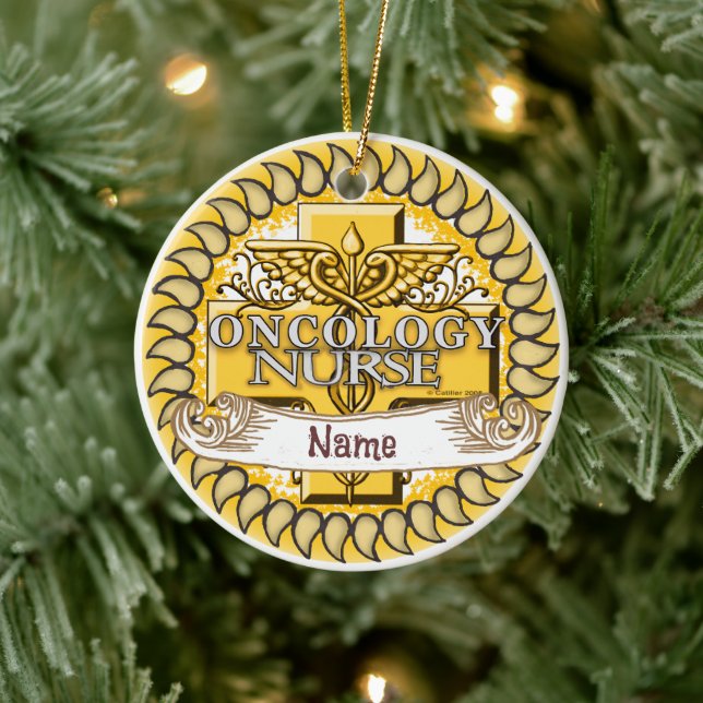 Onkologie Nurse Caduceus Keramik Ornament (Baum)