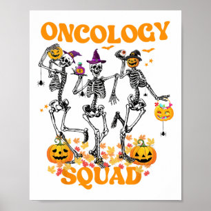 Onkologie Squad Skeleton Pumpkin Herbstlaub Spooky Poster