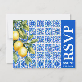 💙🍋Online antworten Azul & Limone Romance RSVP Karte