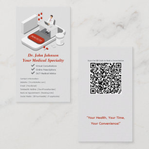 Online-Arzt-Geschäftskarte mit QR-Code Visitenkarte