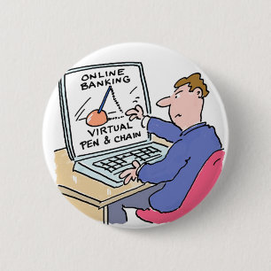 Online Banking Spaß Funny Bank Customer Cartoon Button