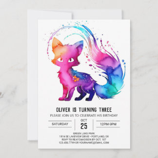 Online bearbeitbare Fox Digital Boy Geburtstag Einladung