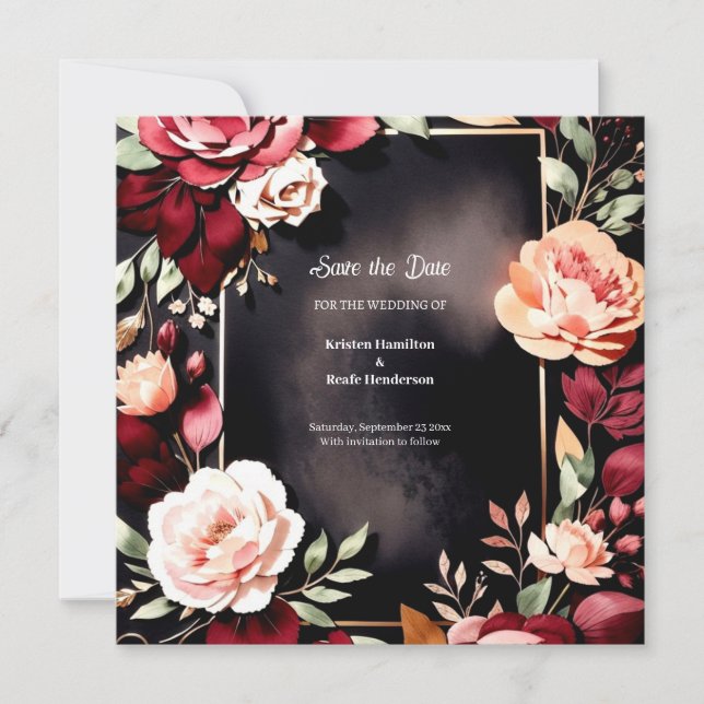 Online Burgundy Trend Save The Date (Vorderseite)