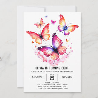 Online Custom Butterfly Girl Geburtstag Einladung