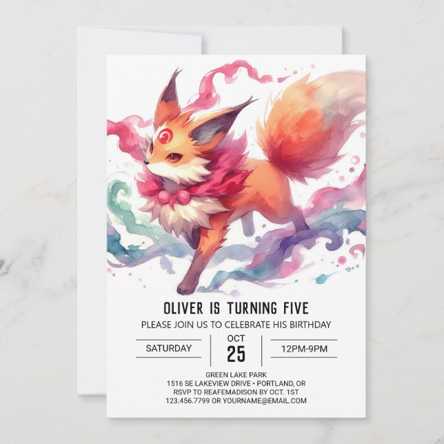 Online Elegant Fox Geburtstag Einladung (Vorderseite)