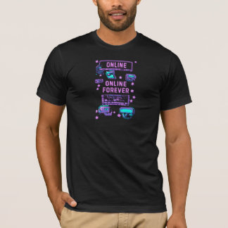 Online Forever Retro Pixel-Tech-Kunstwerk T-Shirt