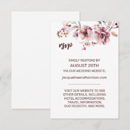 Online Hochzeit mit Burgund & Blush Floral Waterco RSVP Karte