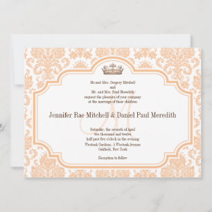 Online-Hochzeitseinladungen Peach Damask Einladung
