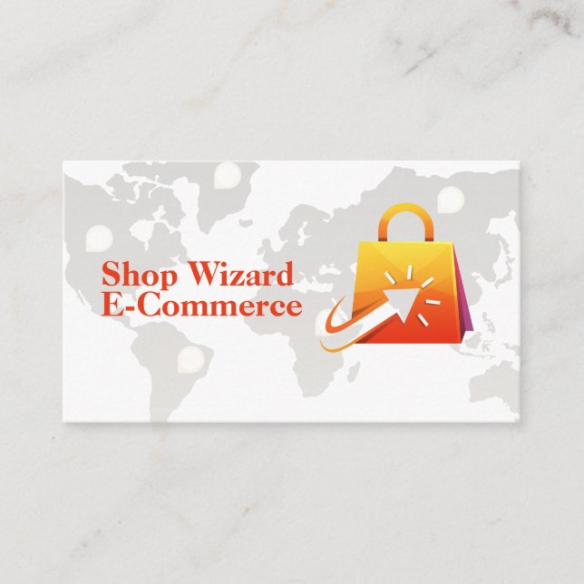 Online-Klick-Shopping | E-Commerce | Weltkarte Visitenkarte (Vorderseite)