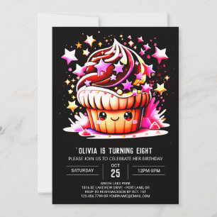 Online Niedlich Elegante Muffin Girl Birthday Einladung