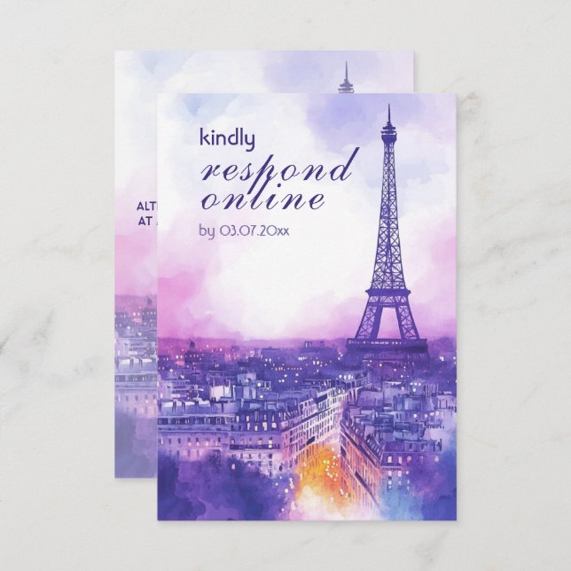 Online Reply Request Amour Éternel RSVP Card  Begleitkarte (Vorne/Hinten)