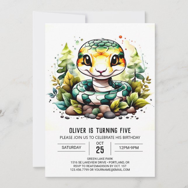 Online Reptilien Kinder zum Geburtstag Einladung (Vorderseite)